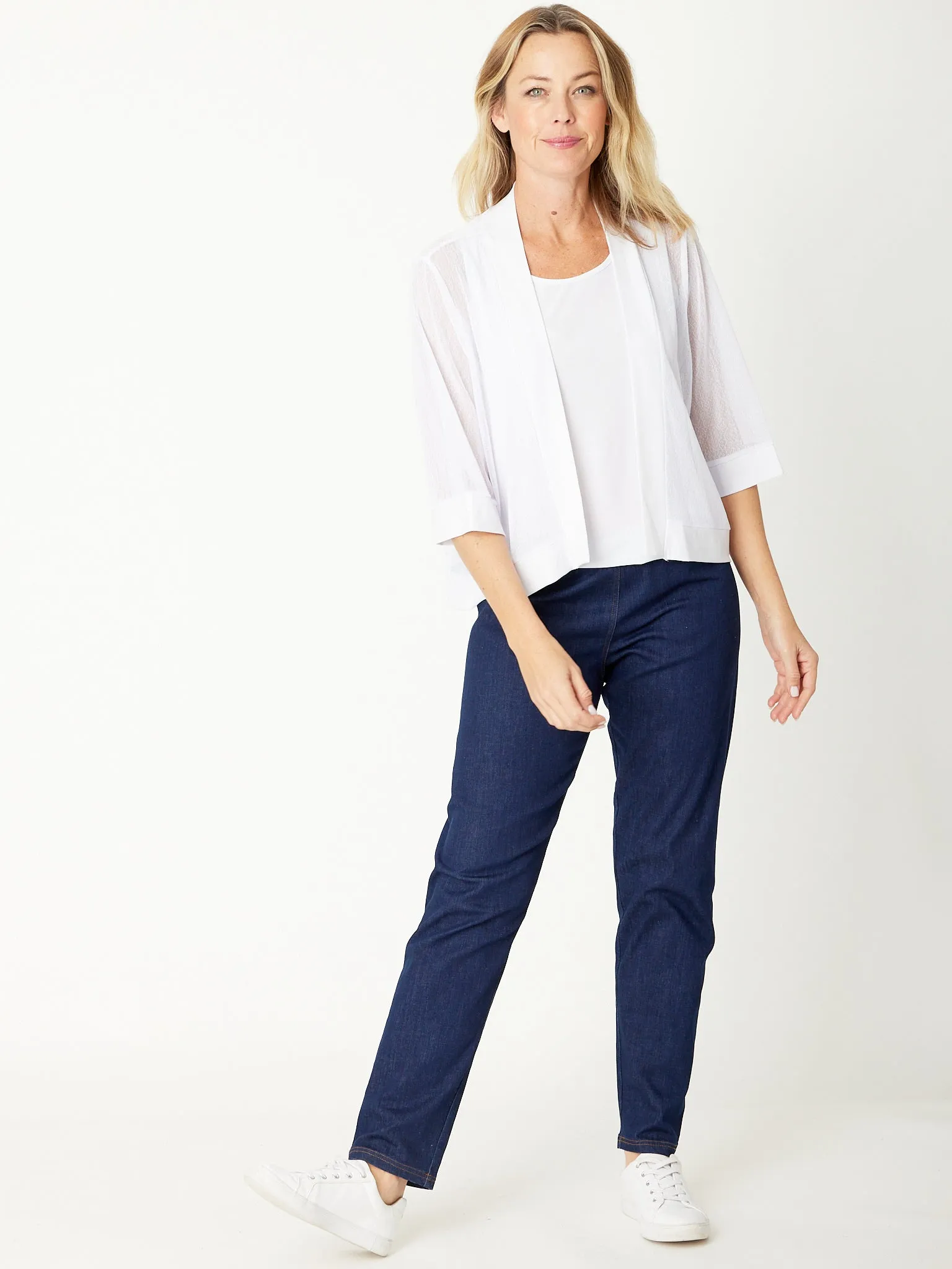 Crop Cardi Mesh Jersey - White 22669 - sw