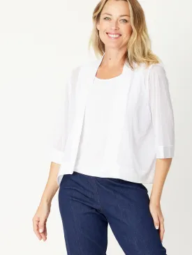 Crop Cardi Mesh Jersey - White 22669 - sw