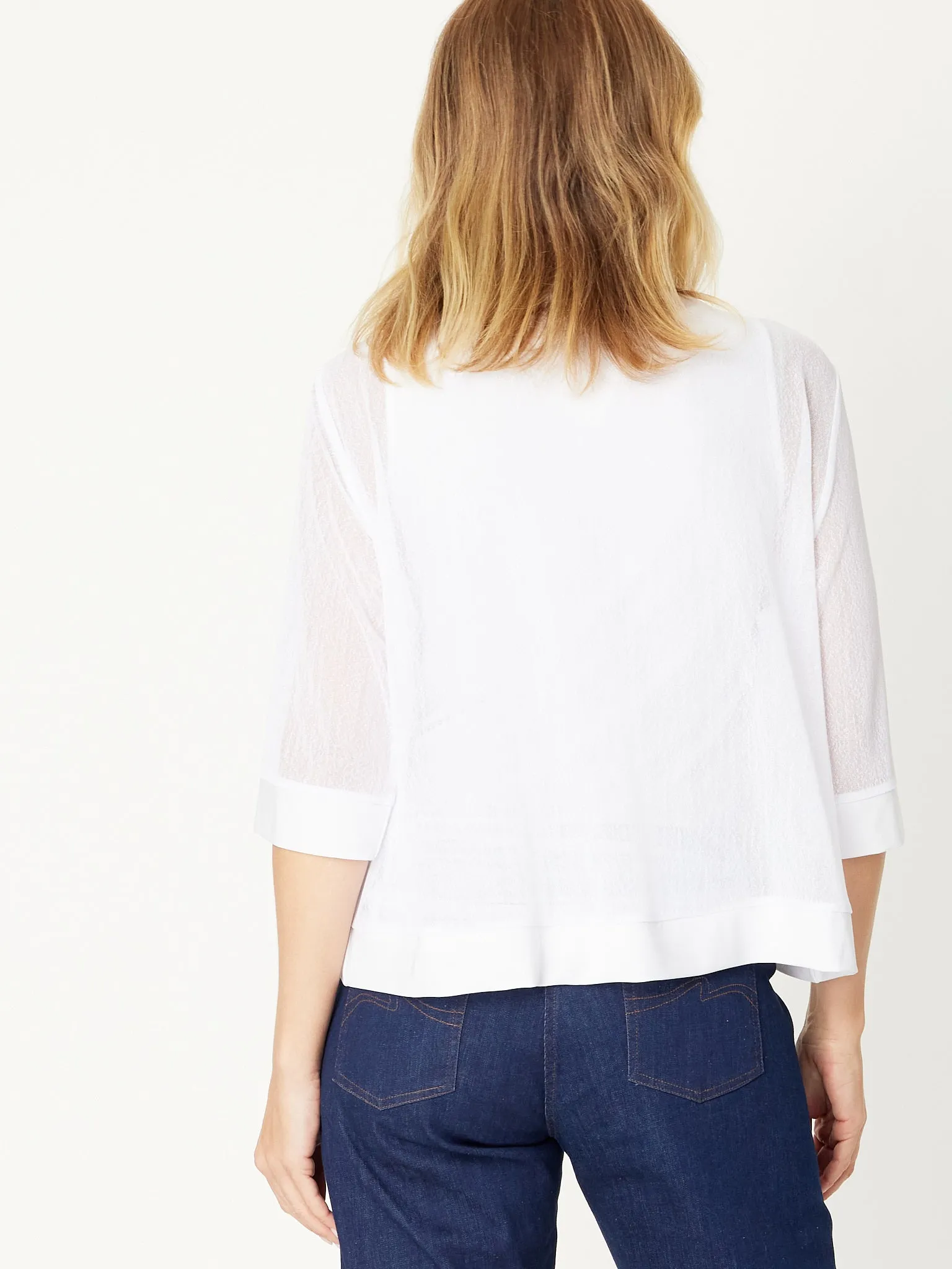 Crop Cardi Mesh Jersey - White 22669 - sw