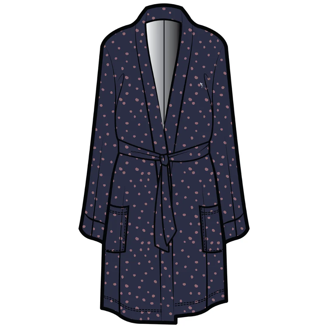 Dahlia Belted Kimono | Blue Sail with Elderberry Dots
