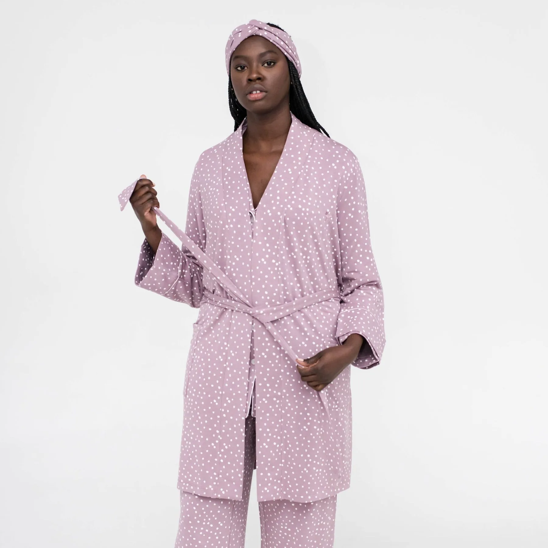 Dahlia Belted Kimono | Elderberry with Cloud Dots