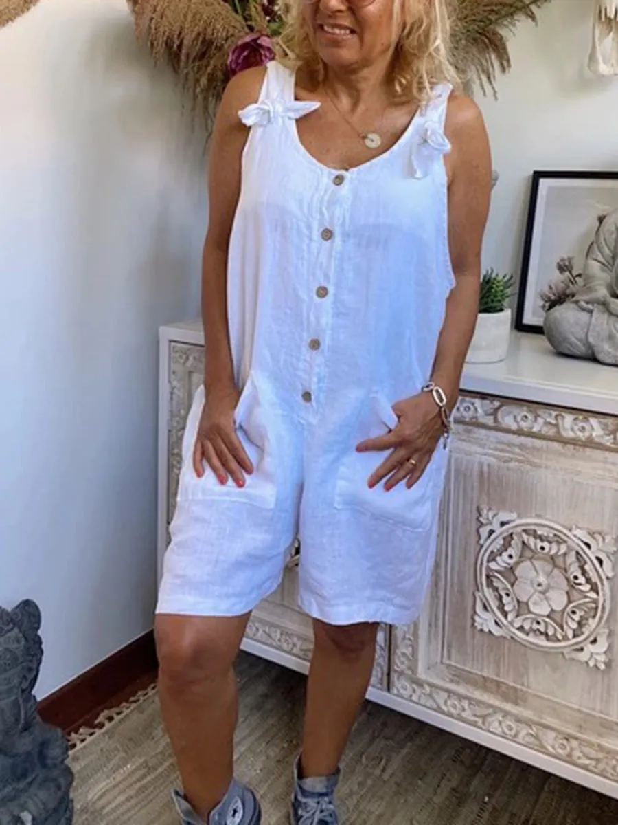 Daily Simple Casual Loose Pocket Jumpsuit