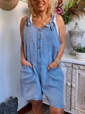 Daily Simple Casual Loose Pocket Jumpsuit