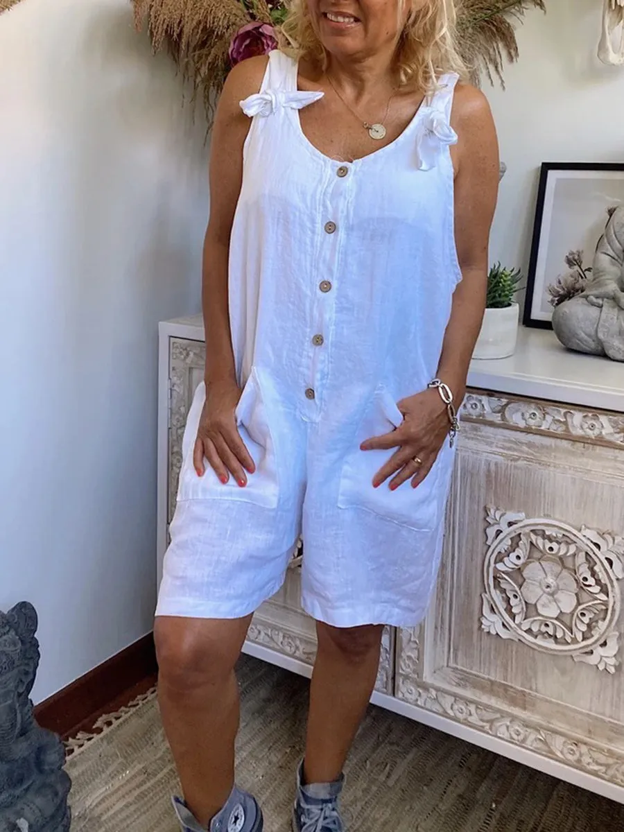 Daily Simple Casual Loose Pocket Jumpsuit