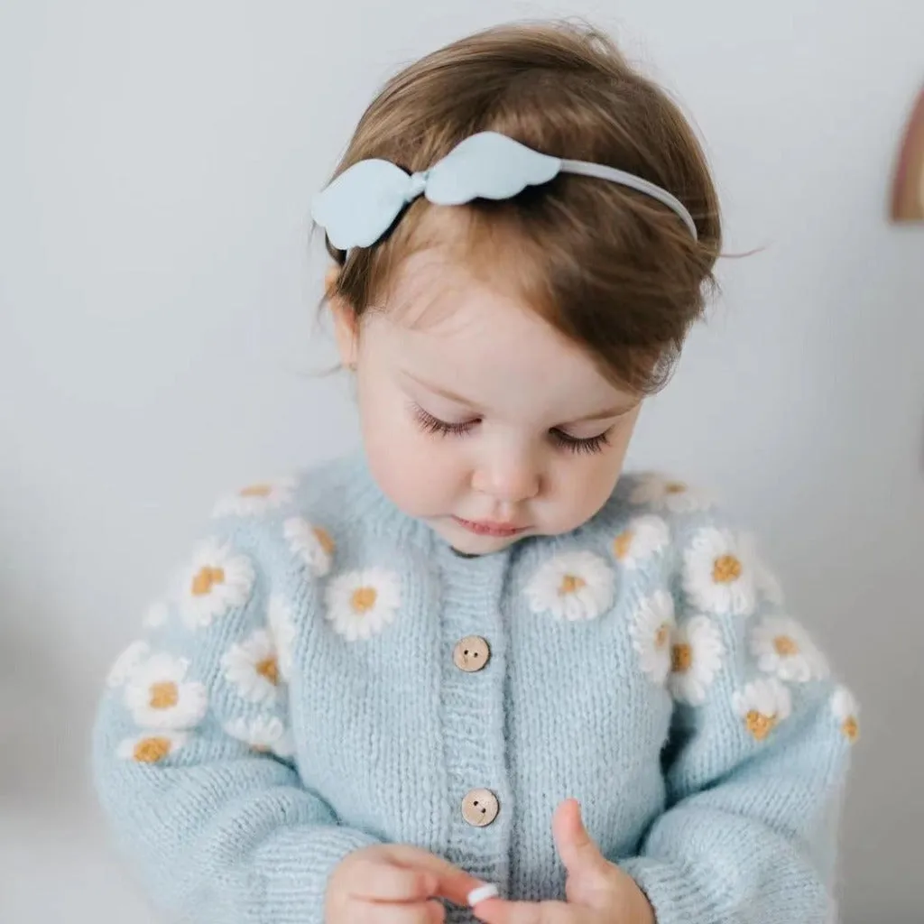 Daisy Little Girls' Knitted Cardigan in Light Blue