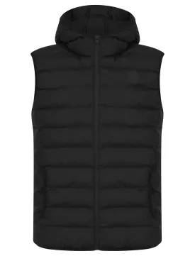 Dallon Quilted Puffer Gilet with Hood in Jet Black - Tokyo Laundry