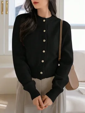 Dazy-Less Solid Button Front Cardigan