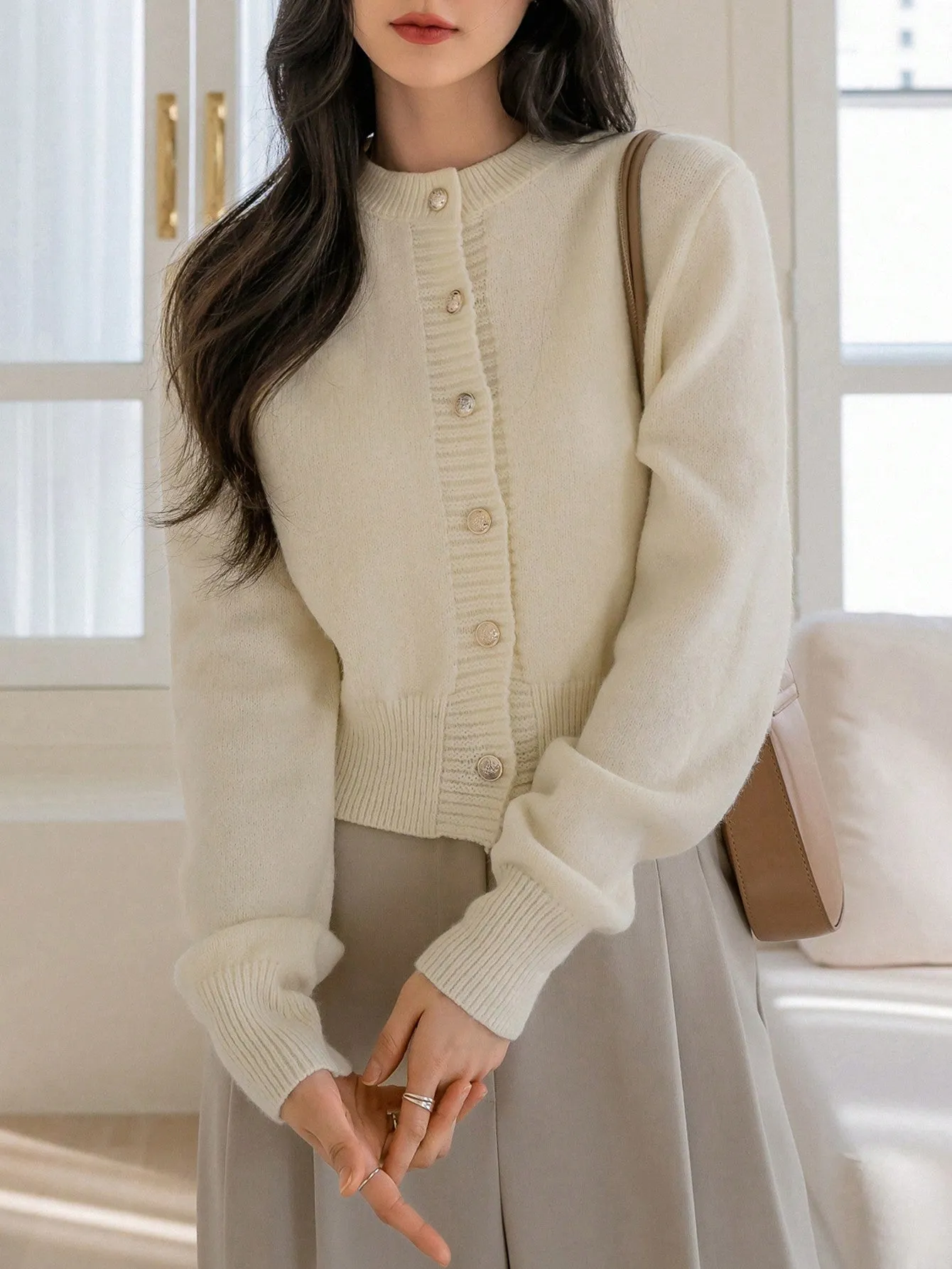 Dazy-Less Solid Button Front Cardigan