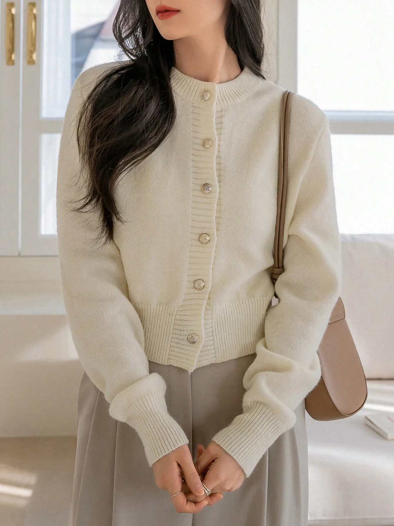 Dazy-Less Solid Button Front Cardigan
