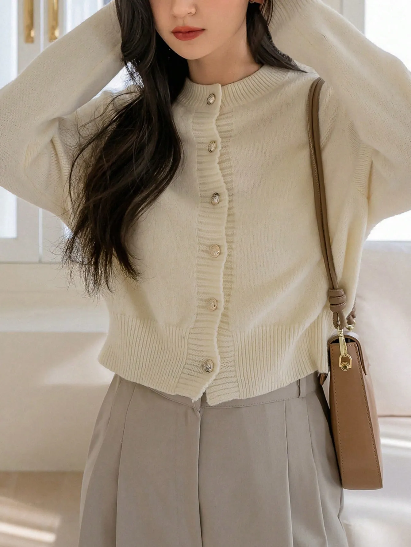 Dazy-Less Solid Button Front Cardigan