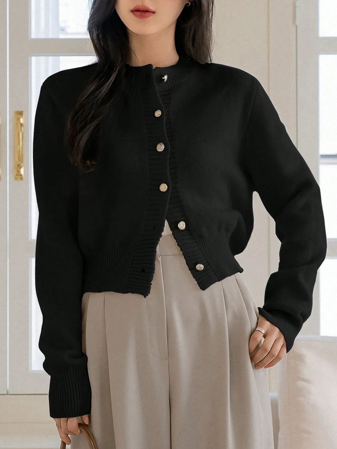 Dazy-Less Solid Button Front Cardigan