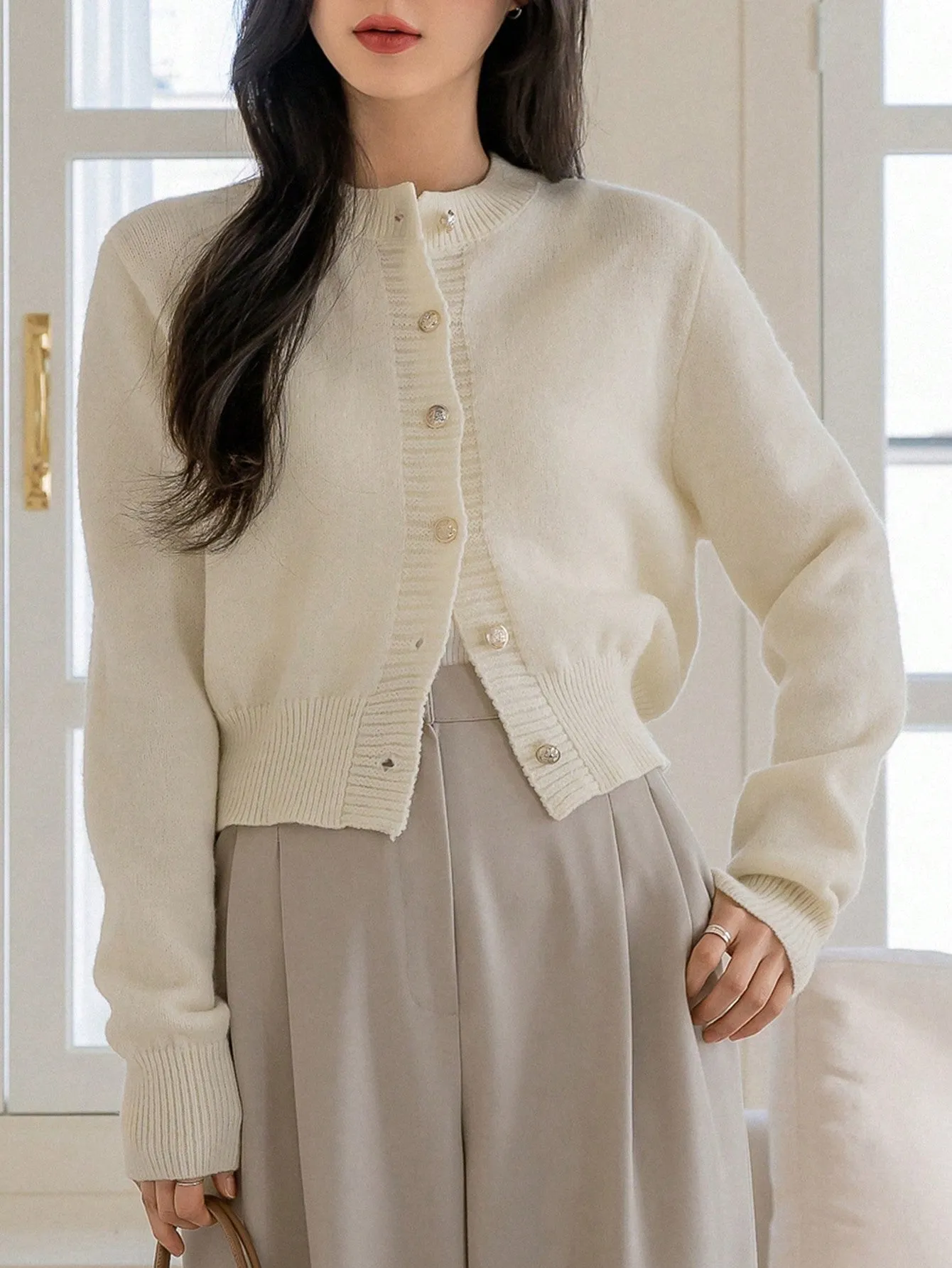 Dazy-Less Solid Button Front Cardigan