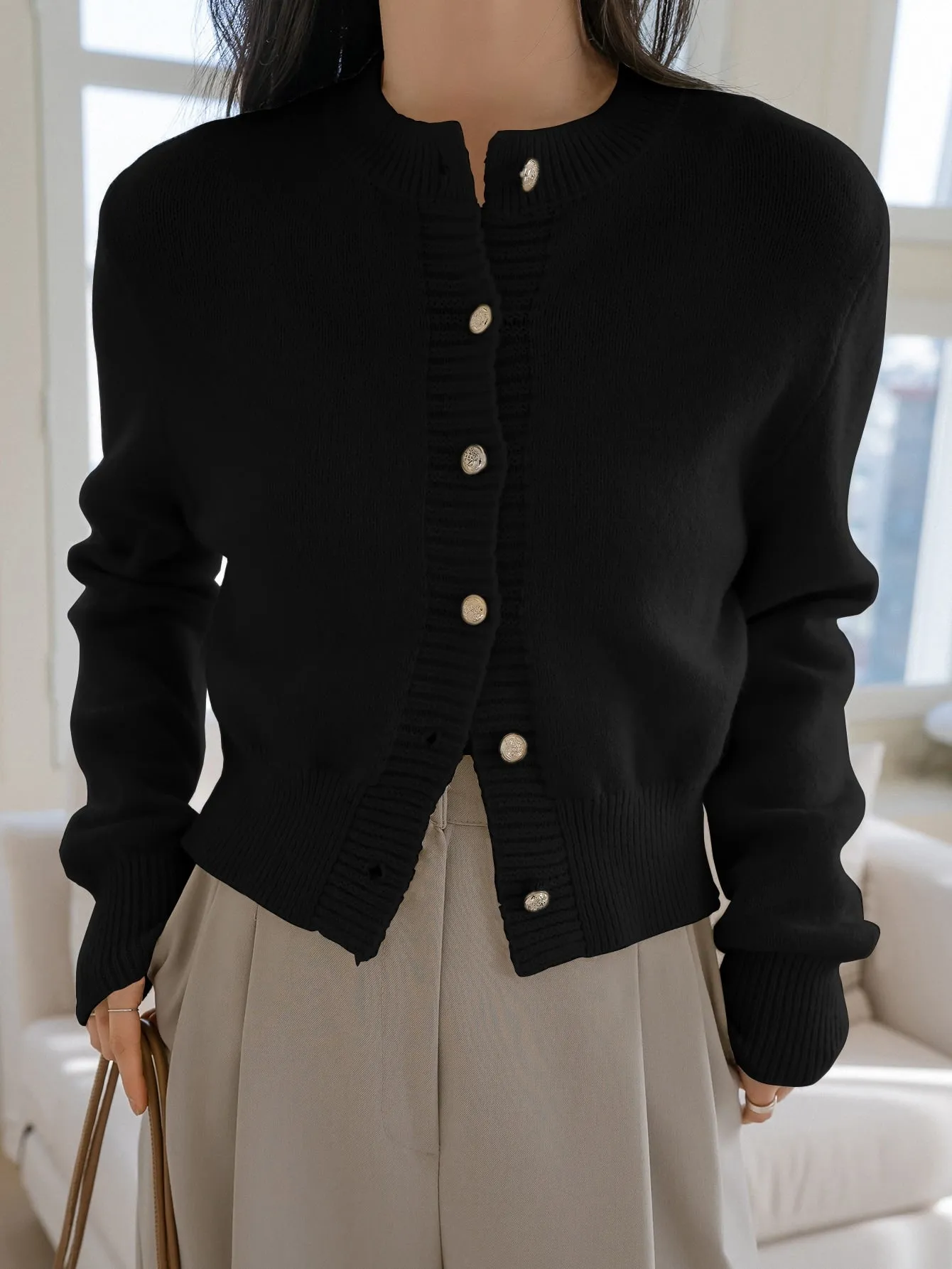 Dazy-Less Solid Button Front Cardigan