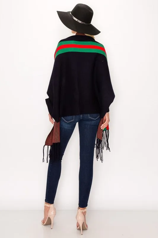 Designer Inspired Black Striped Shrug