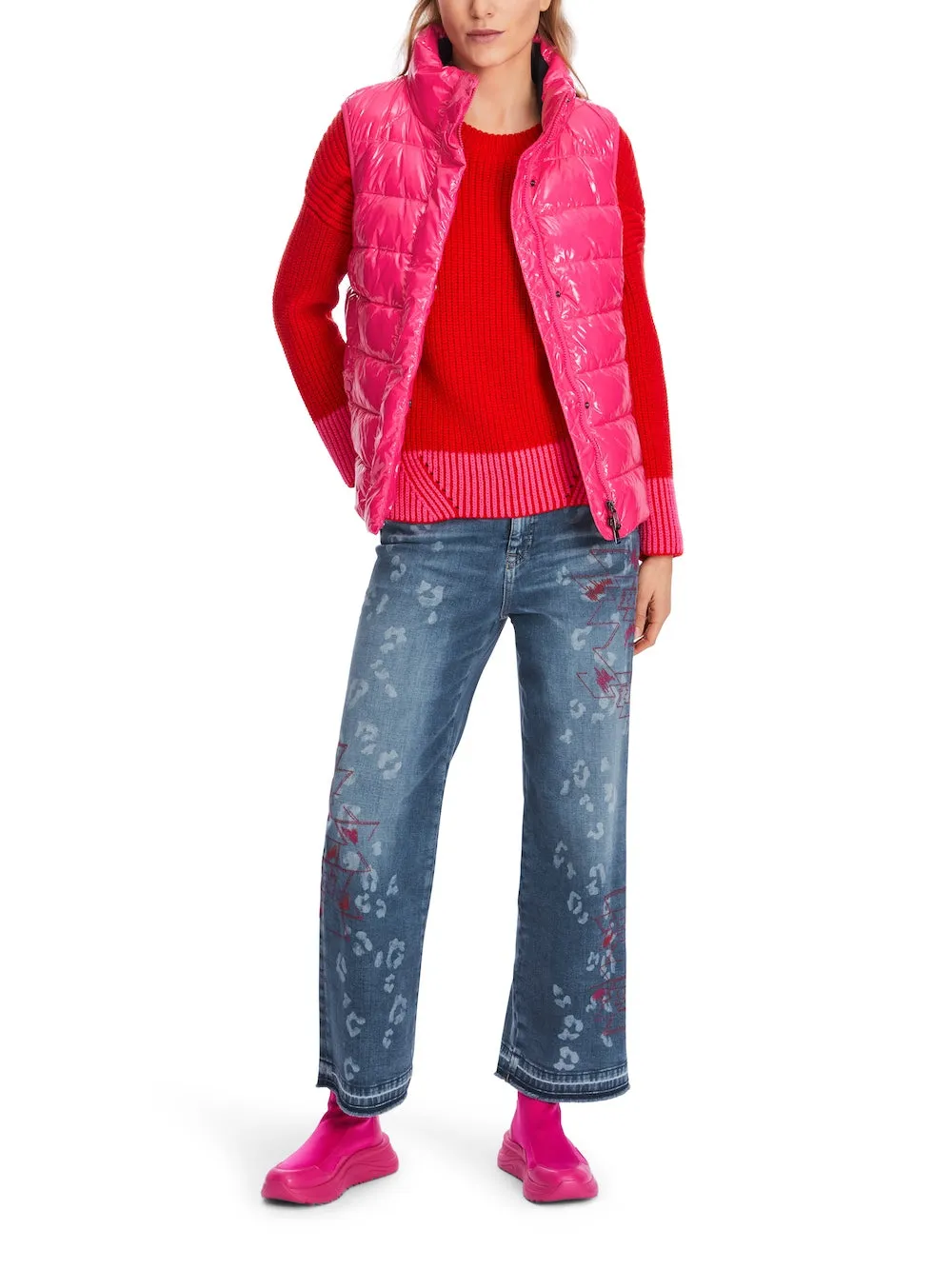 Dragon Fruit Glossy Puffer Gilet