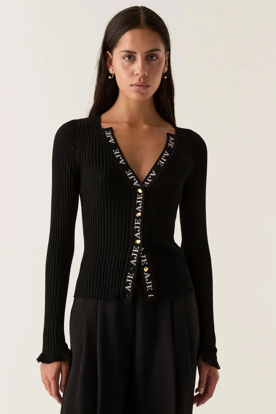 Duality Seamless Cardigan Black/Natural Beige Logo
