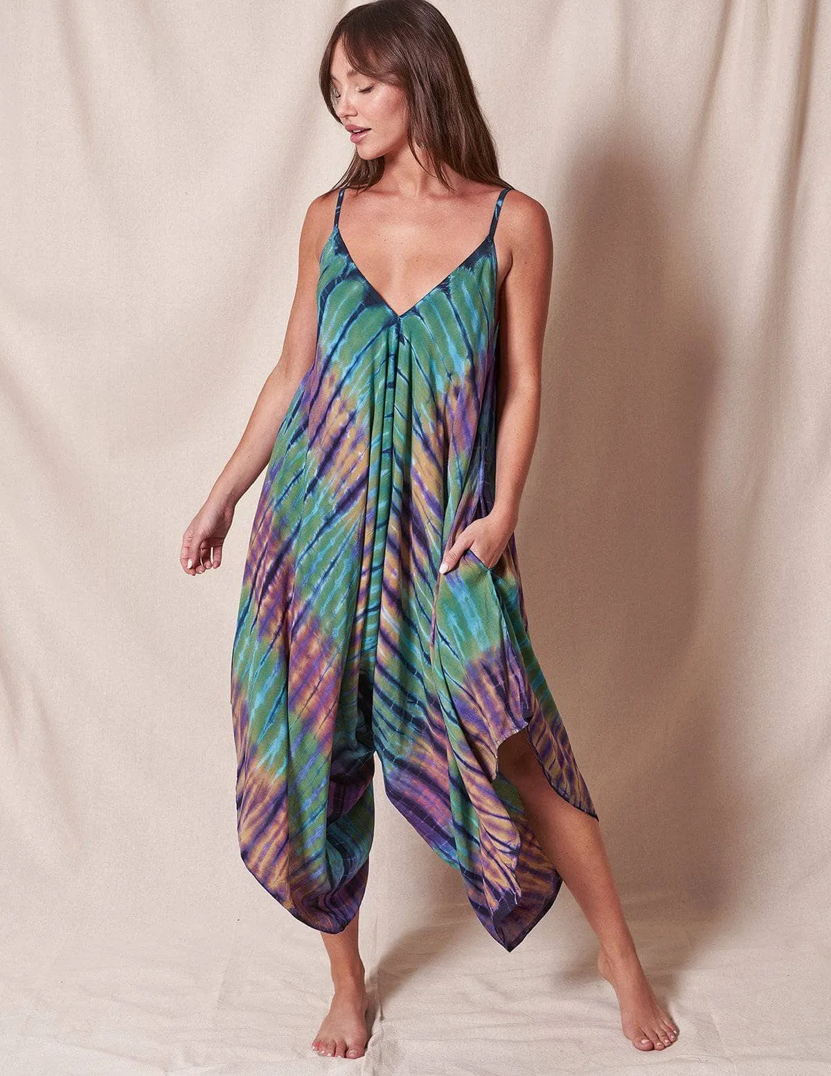 Ella Tie-Dye Jumpsuit - Teal