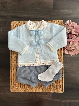 Elliot Knitted Cardigan with Waffle Short and Cute Ducks Shirt