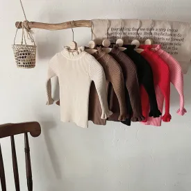 Elliot Solid Color Ruffled Half Turtleneck Sweater