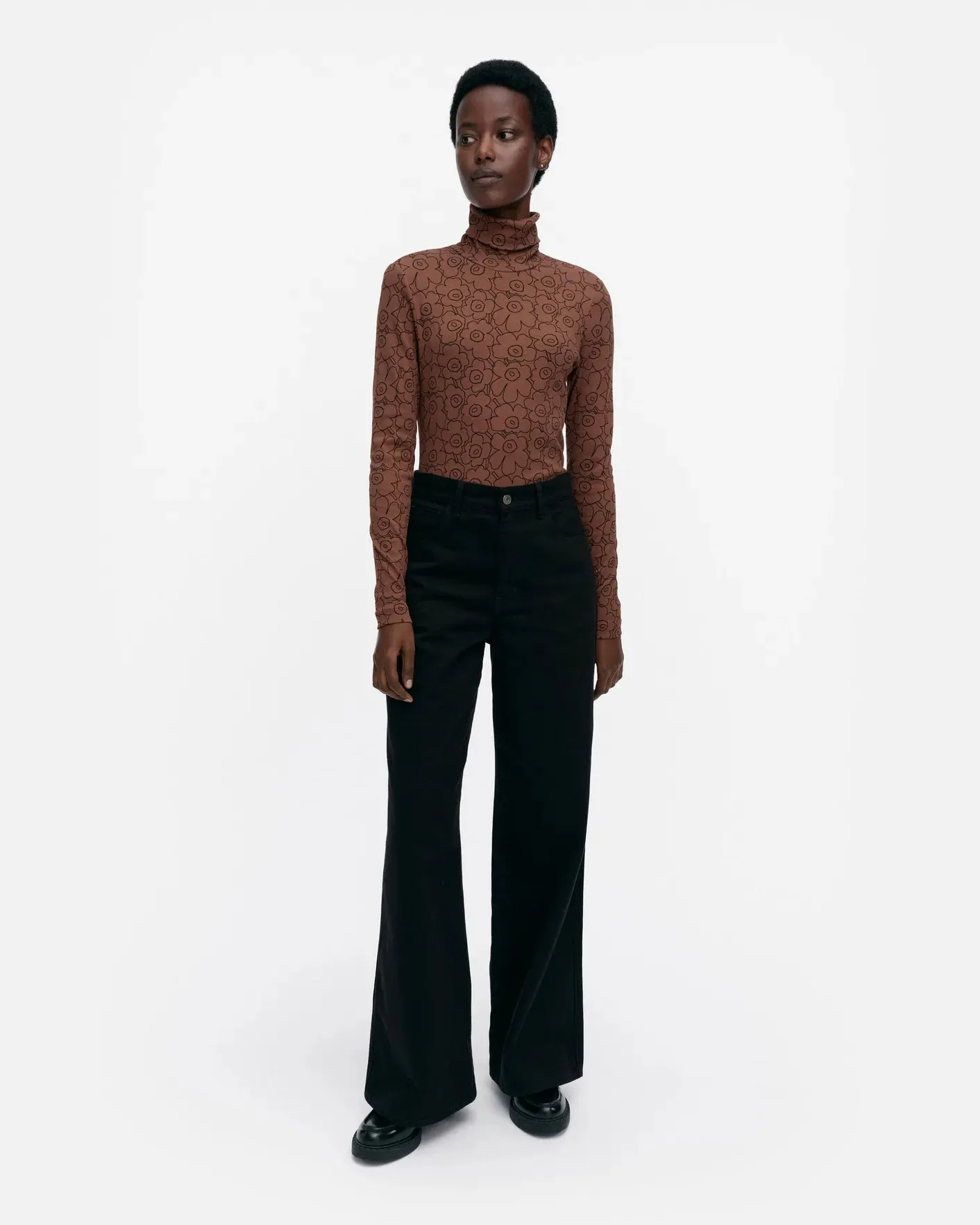 Emali Piirto Unikko Cotton Rib Turtleneck | Brown, Black