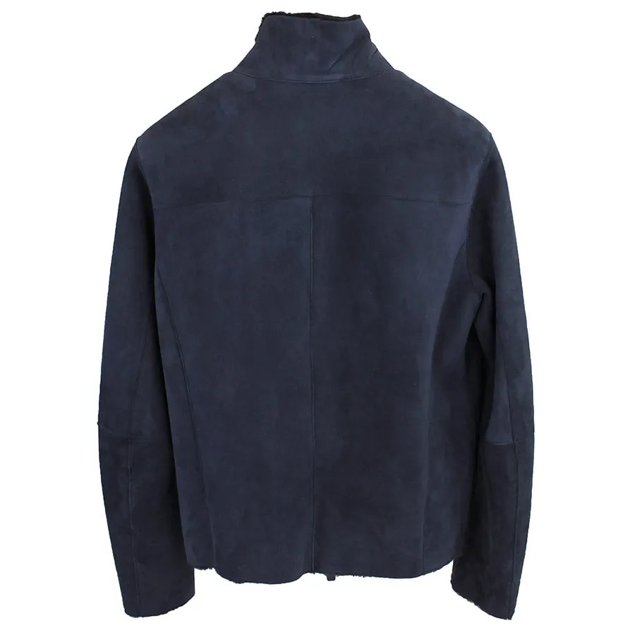 Emporio Armani - Suede Lambskin Sheepskin Blouson Jacket in Navy