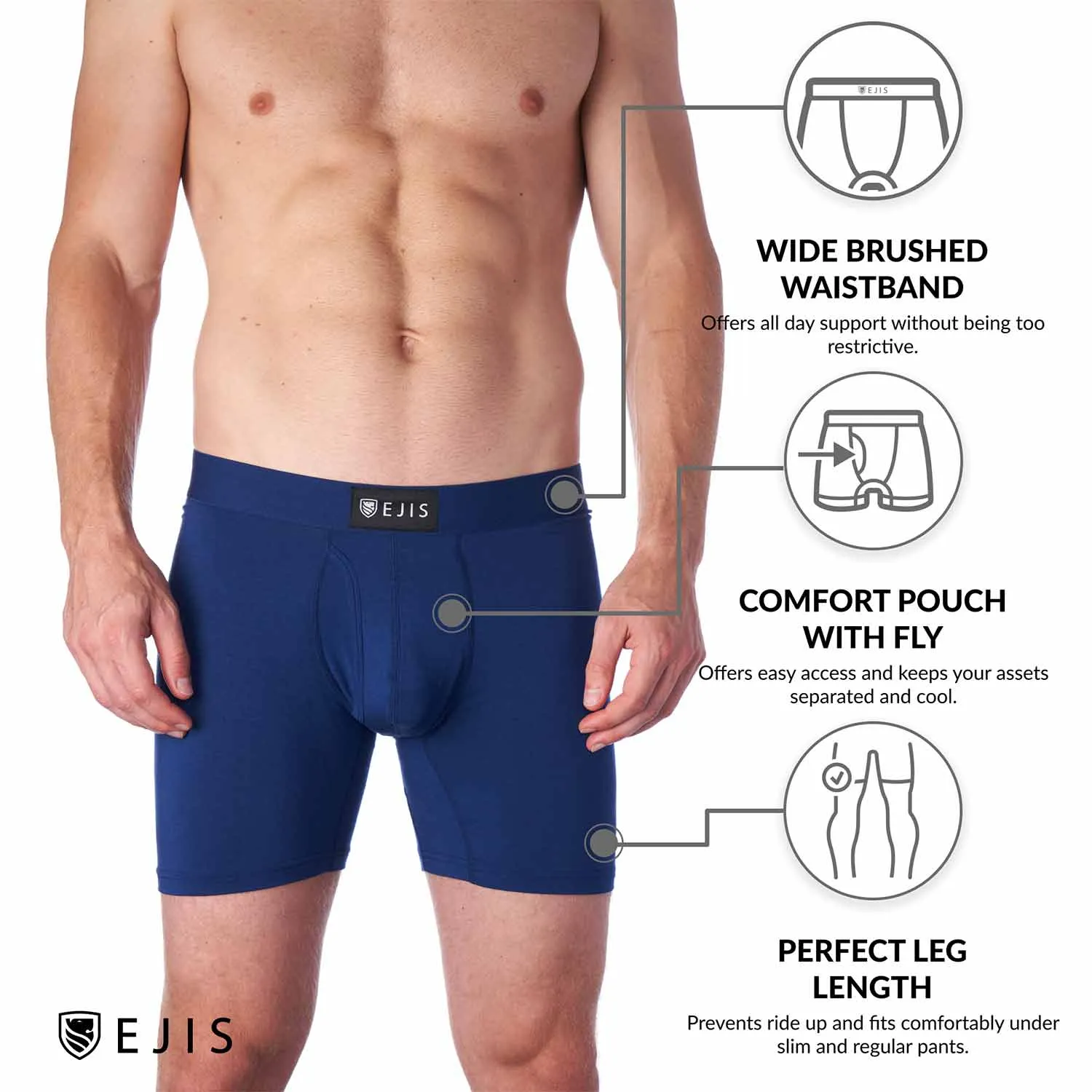 Essential Men's Boxer Briefs with Fly - Stripe 6-Pack