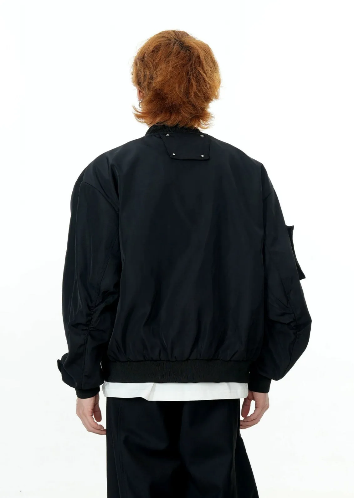 Faux Leather Mid Crop Jacket with Metallic Logo