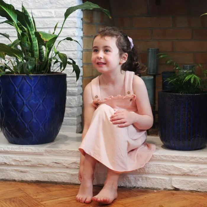 French Terry Organic Adjustable Toddler Pocket Dress - Pink Sand
