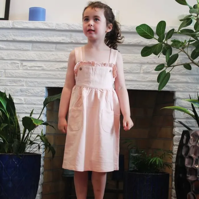 French Terry Organic Adjustable Toddler Pocket Dress - Pink Sand