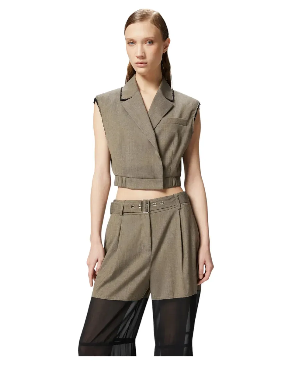 Gilet Corto con Rever ed Elastico