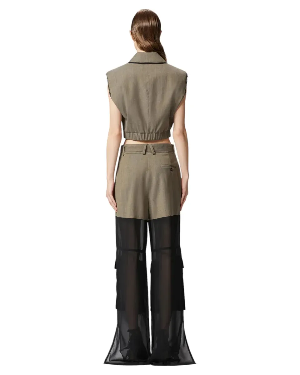 Gilet Corto con Rever ed Elastico