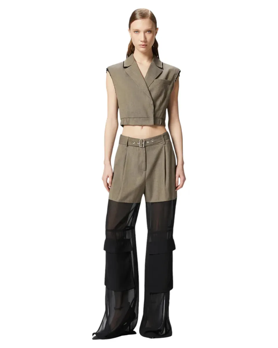 Gilet Corto con Rever ed Elastico