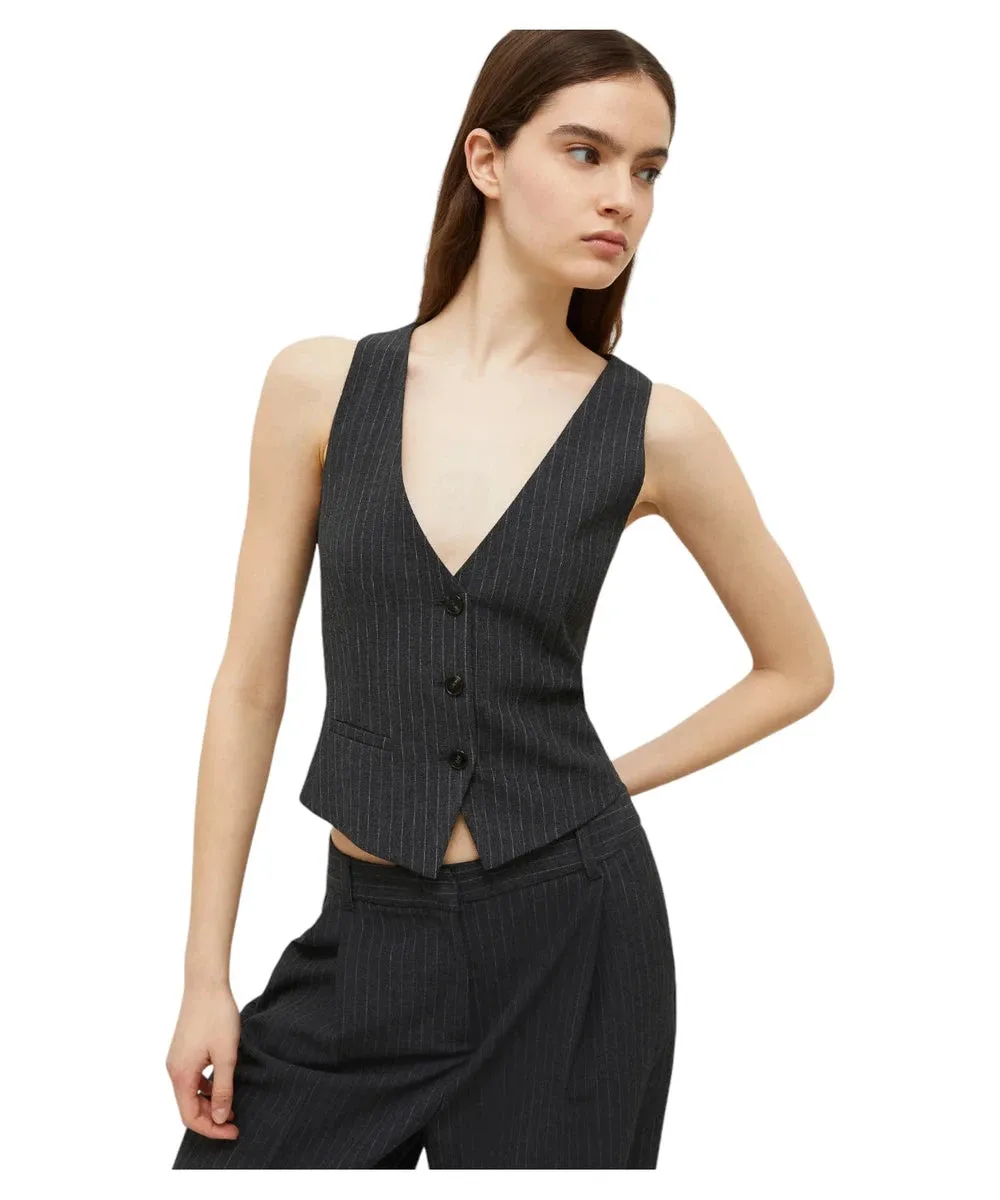 Gilet Corto Stretch Fiabe in Tela Gessata