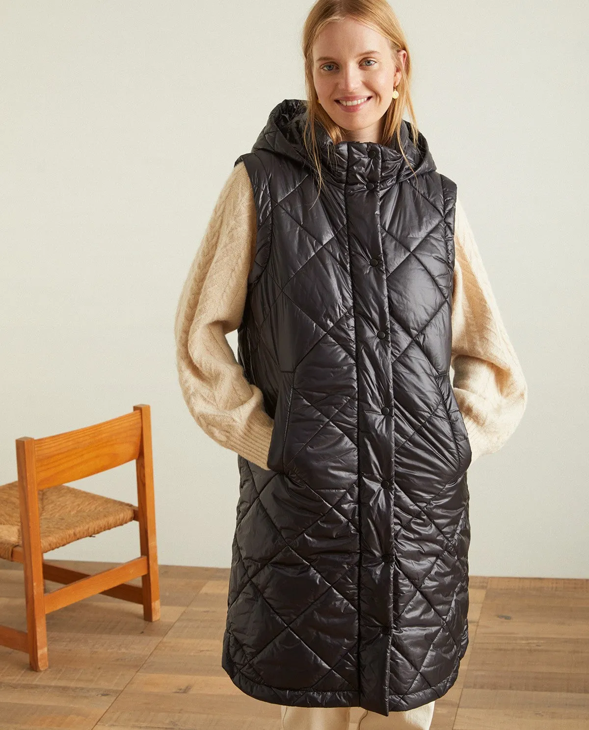 GILET LUNGO TRAPUNTATO