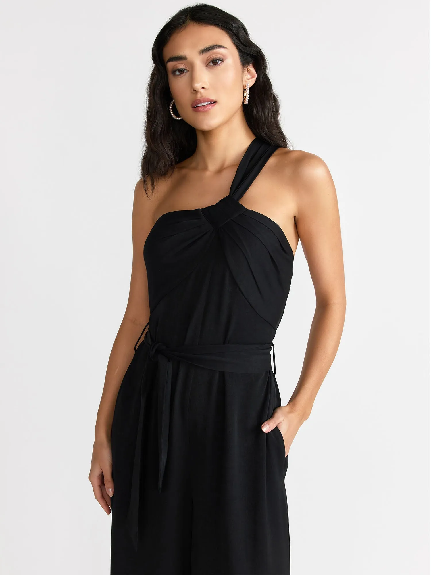 Gilli Sleeveless One Shoulder Front Tie Jumpsuit - Brands We Love