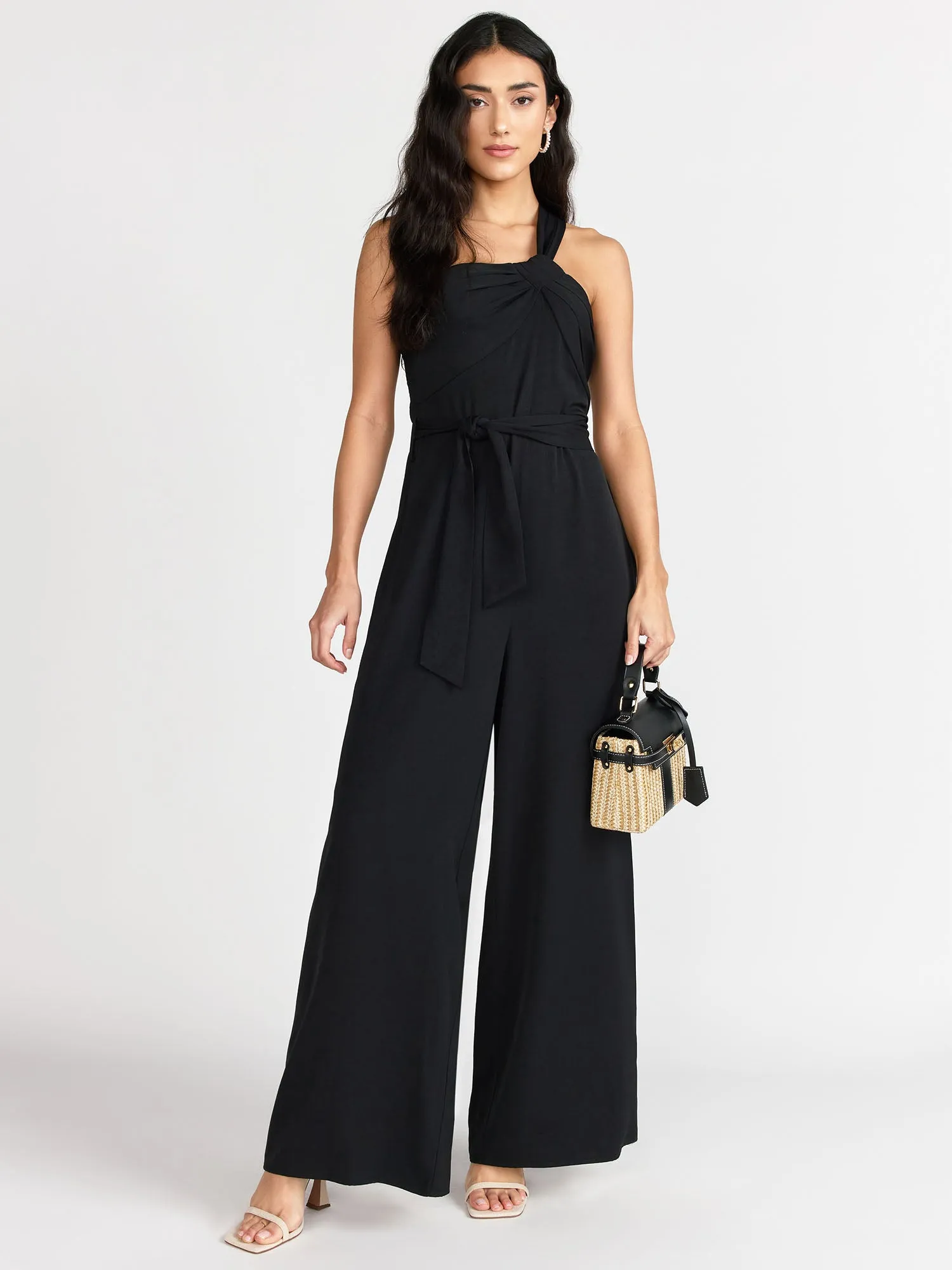 Gilli Sleeveless One Shoulder Front Tie Jumpsuit - Brands We Love