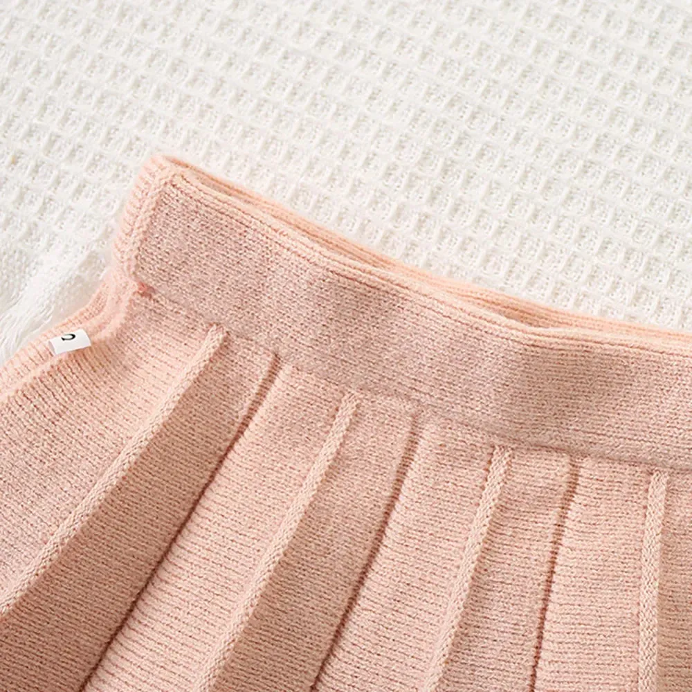 Girls Bunny Cardigan & Pleated Skirt Set