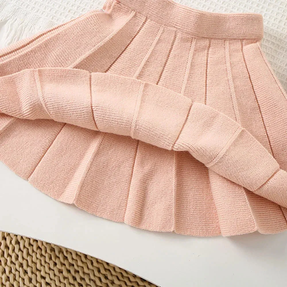 Girls Bunny Cardigan & Pleated Skirt Set