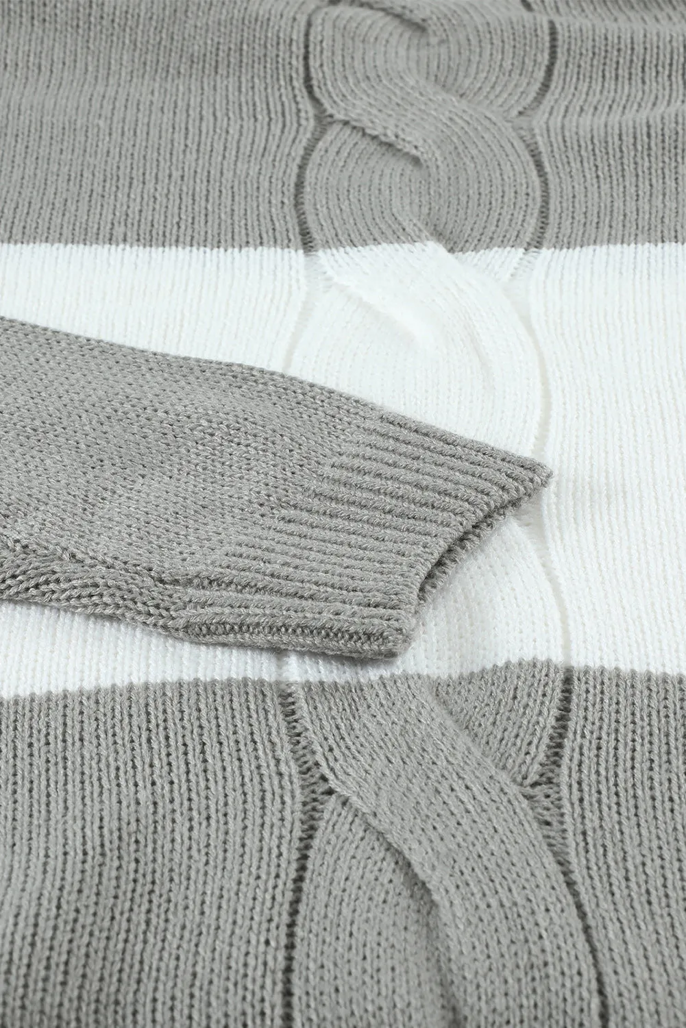 Gray Colorblock Turtleneck Loose Knitted Sweater