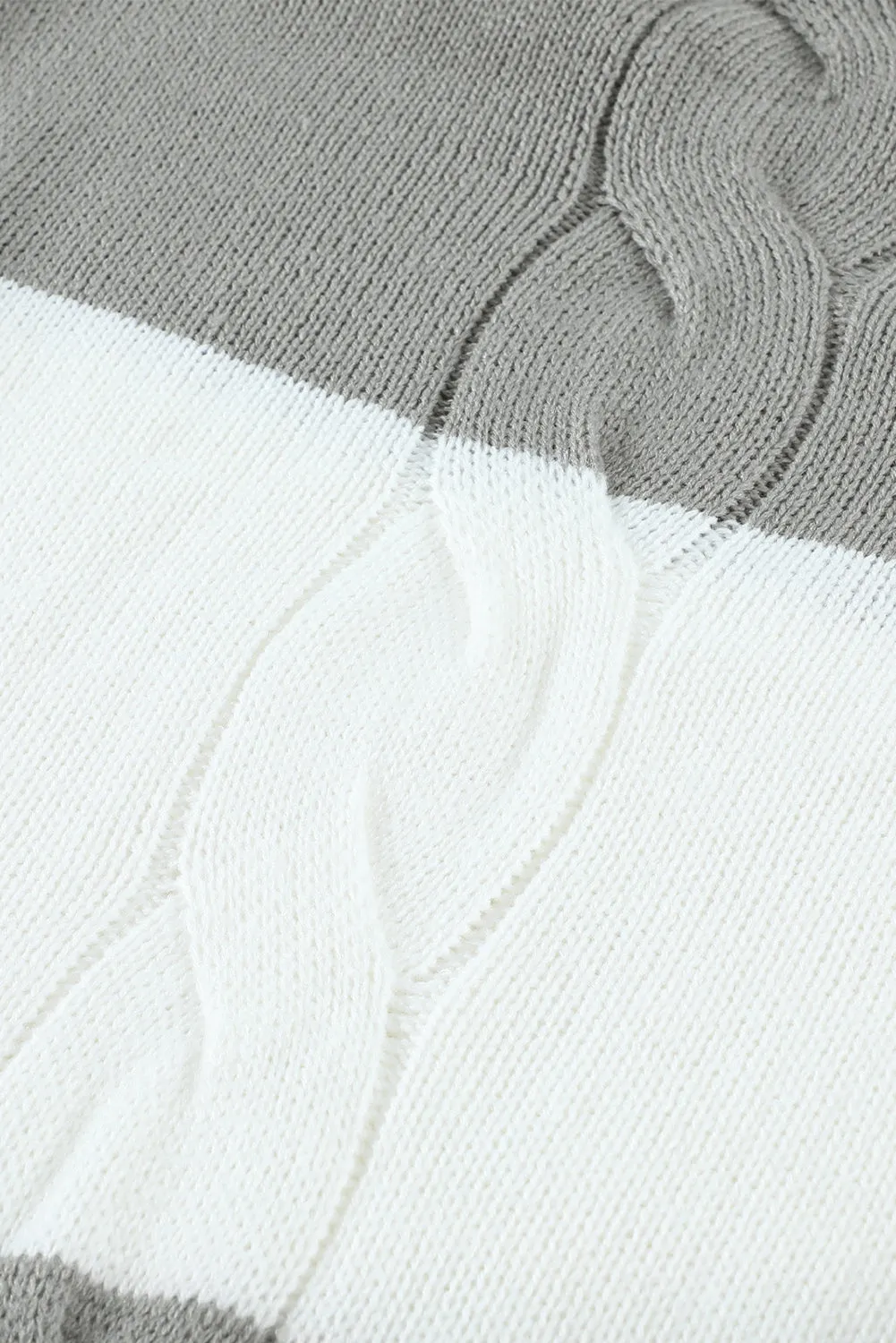 Gray Colorblock Turtleneck Loose Knitted Sweater