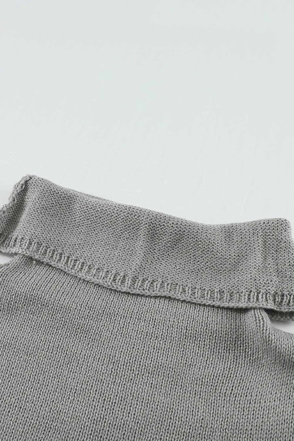 Gray Colorblock Turtleneck Loose Knitted Sweater