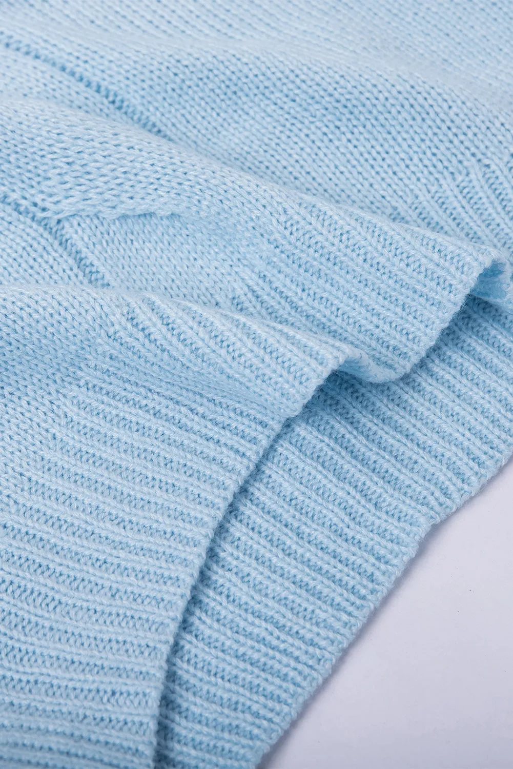 Gray Colorblock Turtleneck Loose Knitted Sweater