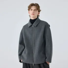 Gray Wool Zip-Up Jacket