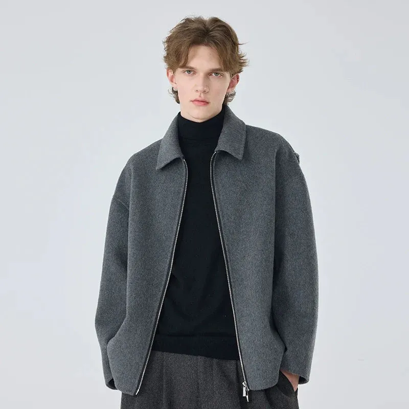 Gray Wool Zip-Up Jacket