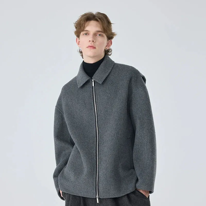 Gray Wool Zip-Up Jacket