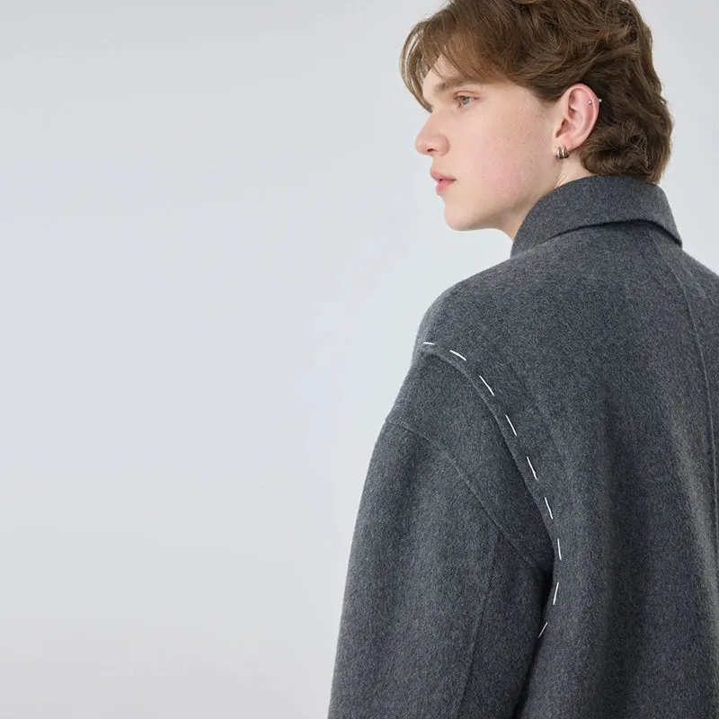 Gray Wool Zip-Up Jacket
