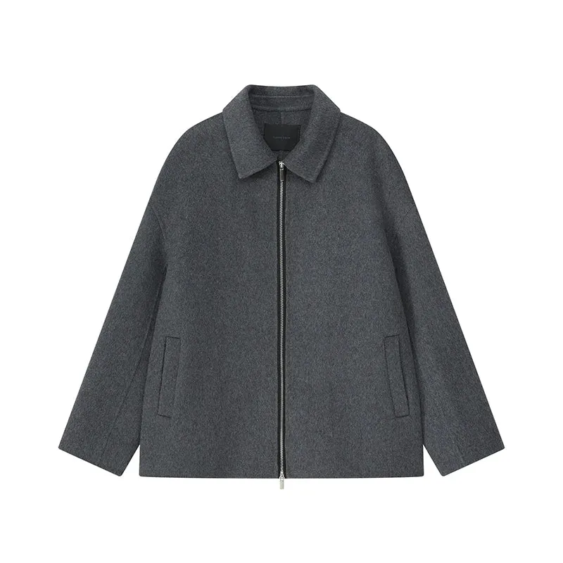 Gray Wool Zip-Up Jacket