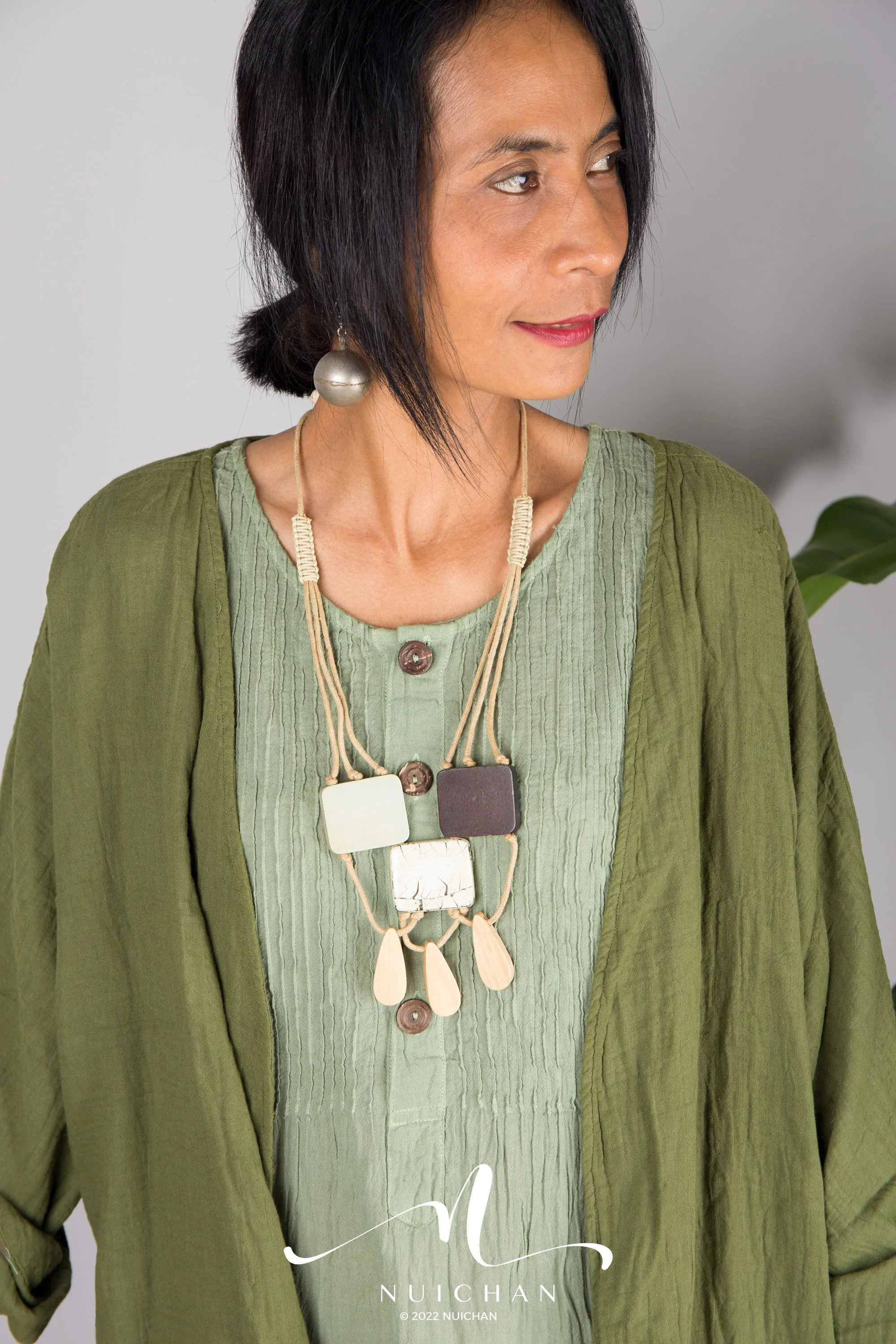 Green open front cardigan