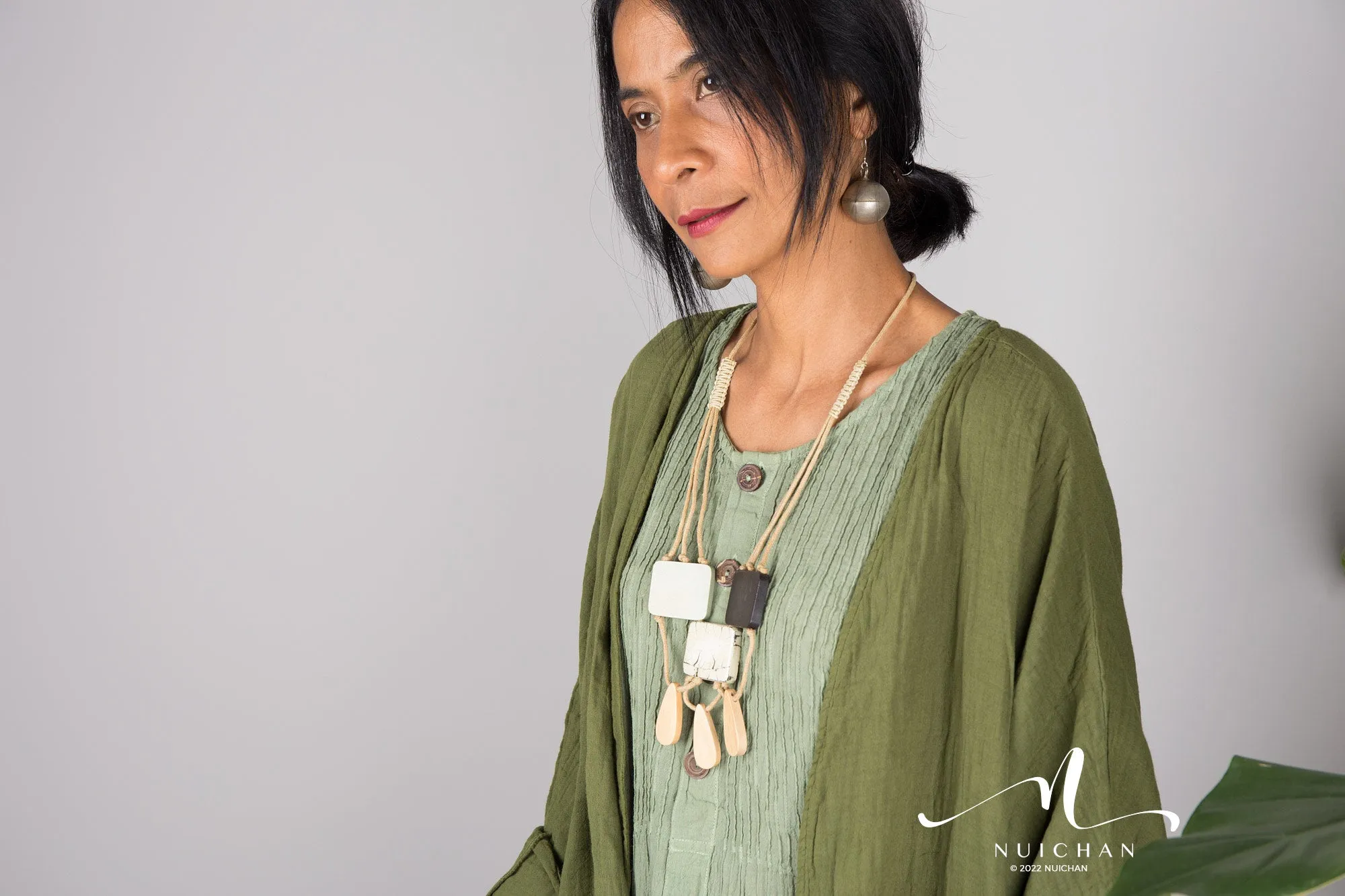 Green open front cardigan