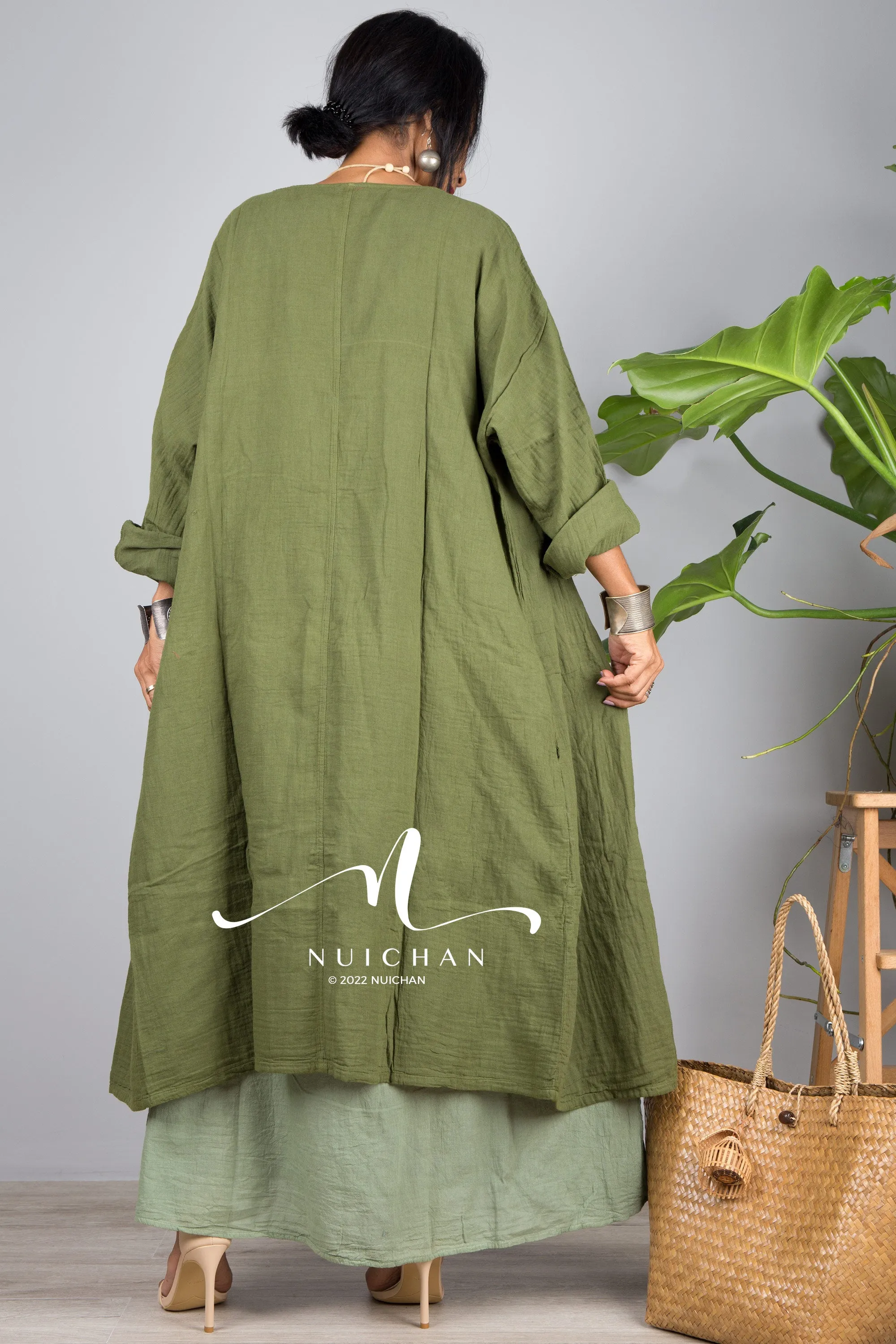 Green open front cardigan